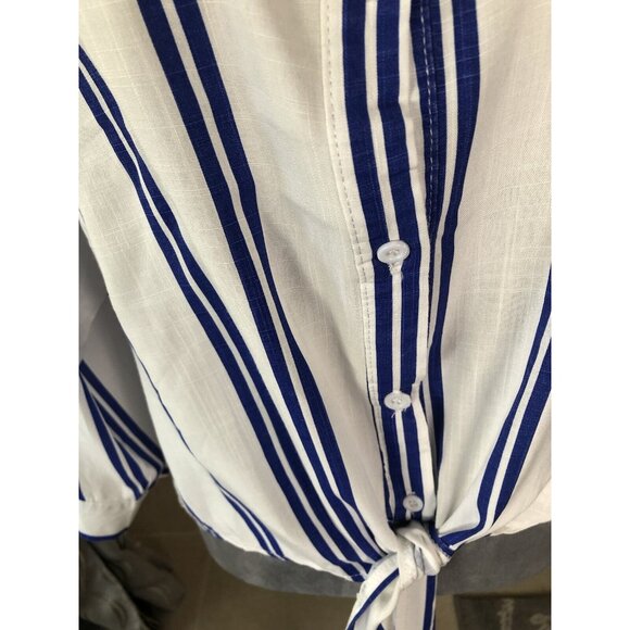 CYN byCynthia Mehta Women Multi Striped Button Front Long Sleeve Blouse Size XL - Picture 4 of 8